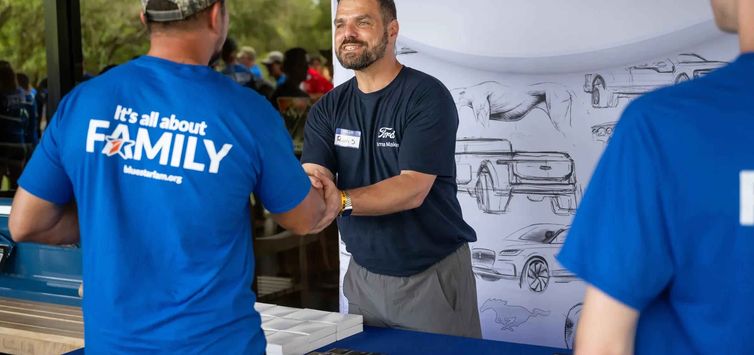 Service members and families connecting at Ford Proud to Honor